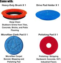 15″ Floor Buffer Machine, Commercial Floor Scrubber Machine with Brushes and Pad