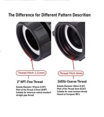 2PCS 275 330 Gallon IBC Tote Water Tank Adapter 2″NPT-Fine Thread, Black