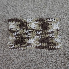 Handmade Crochet Reusable Mop Cover Basketweave Cotton Brown Tan White