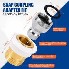 Dishwasher Snap Coupling Adapter, Faucet Adapter 3/4 Inch, golden white black