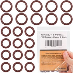 NBRINGO Power Pressure Washer O Rings – 30 Pack Viton 1/4″ and 3/8″, Brown
