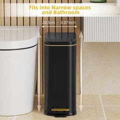 KdbK Bathroom Trash Can with Soft Close Lid, 15L/ 4 GallonRectangular Trash C…