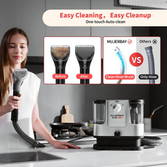 Upholstery Carpet Cleaner, MUJERBAY 17.5*12.9*7.5 inch, Stainless Black