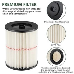 9-17816 Red Stripe Vacuum Cartridge Filter 8.5 H x 6.5 W inch,
