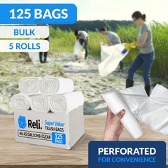 Reli. 40 To 45 Gallon Trash Bags Heavy Duty 125 Trash Bags Ties Super Sizeable