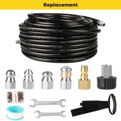 Pressure Washer Drain Jetter – Sewer Kit for 100FT X1/4in, Black