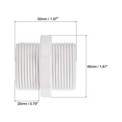 uxcell Pipe Fitting, G1-1/4 Male Thread, Hex Nipple Tube G1-1/4, White