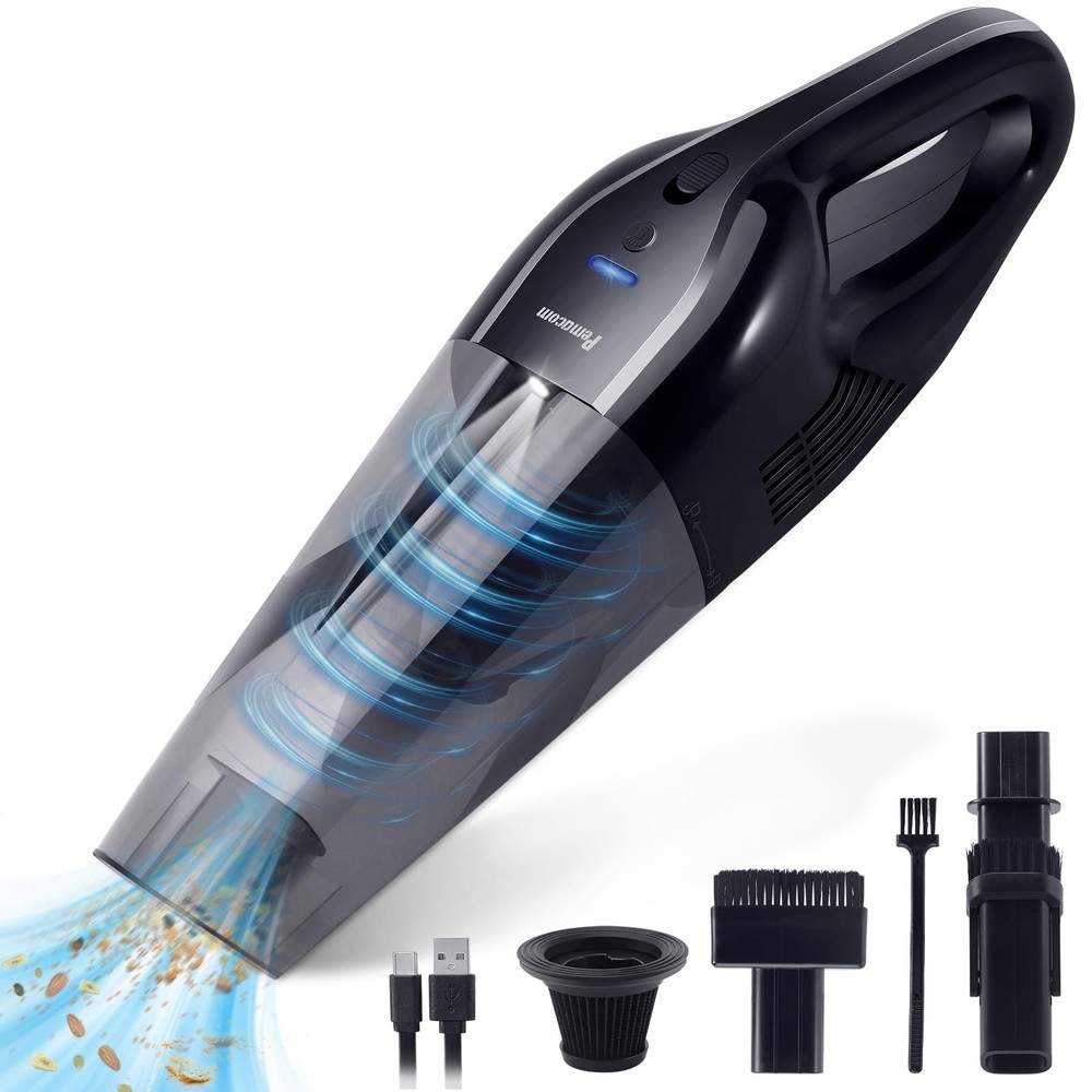 pemacom Portable Handheld Vacuum Cordless – 10,000Pa Compact, Black 10kpa