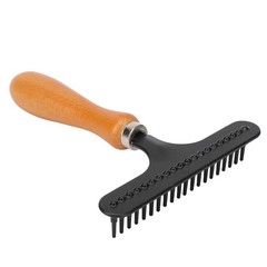 Premium Wooden Handle Pet Grooming Rake For Cats And Dogs Premium