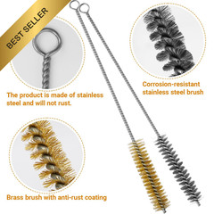RAWILL 16Pcs Tube Cleaning Brush Brass Stainless Steel Engine Cleaner 12 Inch 8