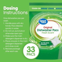 Original Dishwasher Pacs, Fresh Scent, 33 Count
