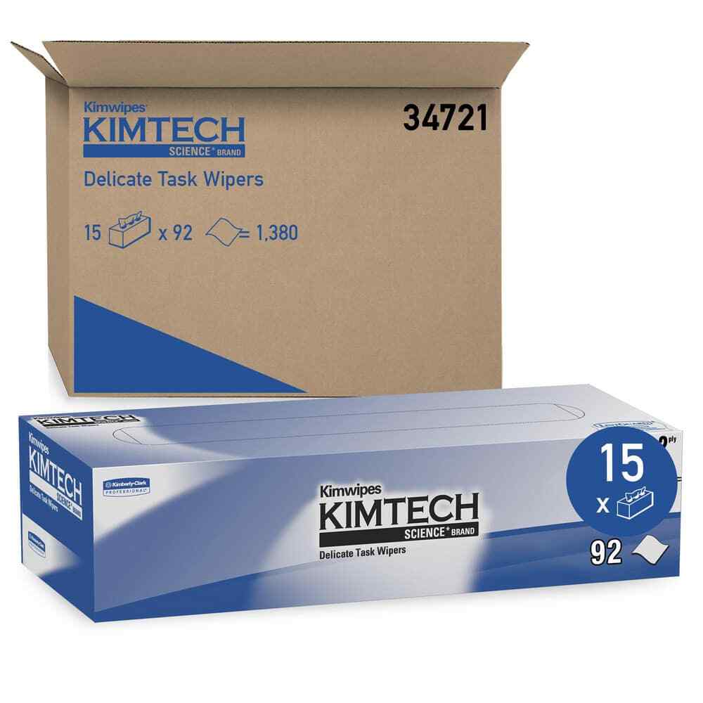 15 Boxes of 92 Kimtech 34721 Wipes: 14.7 x 16.6″ Sheet, White