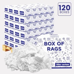 New White T-Shirt Cleaning Rags Pallet – 120 x 5 LB Boxes – 600 LB