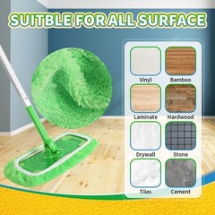 AmaVins Reusable 100% Coral Fleece Mop Pads 10.3” x 4.4”, A-green 3 Pack