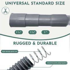 6ft Washing Machine Drain Hose,Corrugated Flexible Washer 6FT, Gray