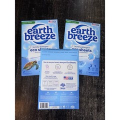 Lot of 3 Earth Breeze Laundry Detergent Fresh Scent 30 Sheets or 60 Loads Each