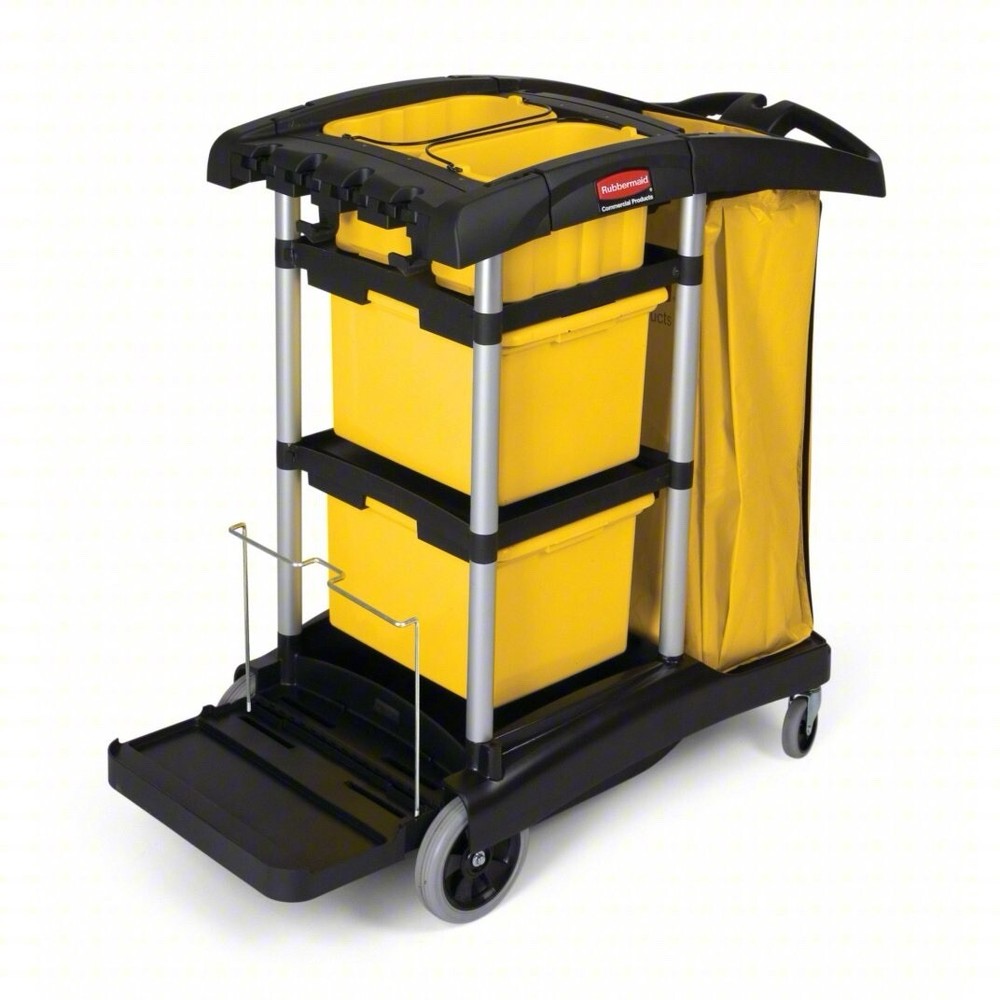 Rubbermaid FG9T7500BLA High-Security Cleaning Cart – Black
