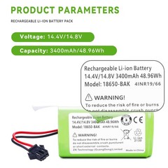 Rdsj 3400Mah Replacement Rvbat700 Battery For Shark Ion Robot Rv700 Rv720 Rv725