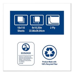 Tork 192125A 9 x 10.25 2-Ply Multipurpose Paper Wiper – White (18/Carton) New