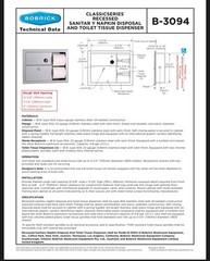 Bobrick B-3094 CLASSICSERIES RECESSED SANITARY NAPKIN AND TOILET PAPER DISPENSER