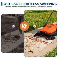 New Walk-behind Hand Push Floor Sweeper 25.6” Width 5 Gallon Waste Container