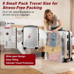 Rechargeable Wireless Pump Travel Storage Bags Set, 9 Pack (9S) Portable Space