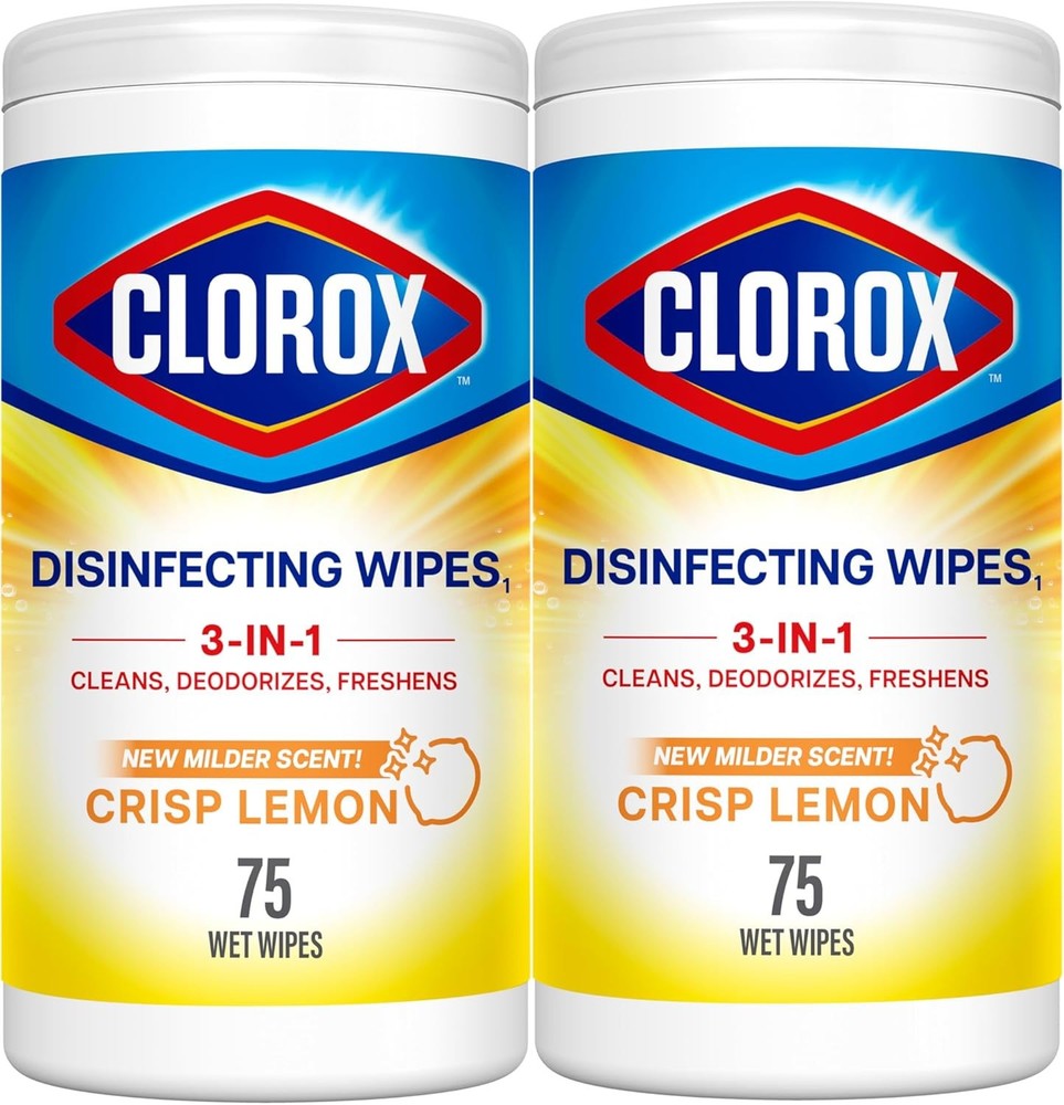 CLOROX Disinfecting Wipes, Cleaning Wipes, Crisp Lemon, 75 Count (2 Pack)