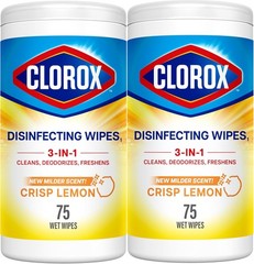 CLOROX Disinfecting Wipes, Cleaning Wipes, Crisp Lemon, 75 Count (2 Pack)