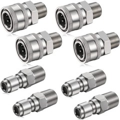 Shimeyao 4 Sets NPT 1/4 Inch Pressure Washer Coupler Quick inch, Silver