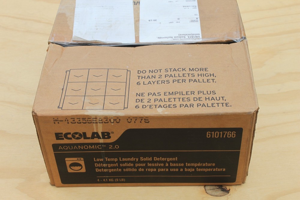 (4) 9-LB ea. Ecolab 6101766 AQUANOMIC 2.0 Low-Temp Laundry Solid Detergent