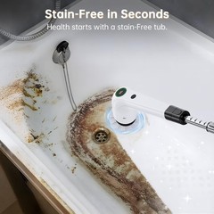 PUFTEM Electric Spin Scrubber, Cordless Shower Scrubber with 8 Scrub Black