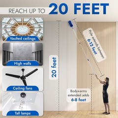 Cobweb Duster, Extendable Reach 20 feet, Ceiling Fan Duster | 3-Sta… Fast Ship