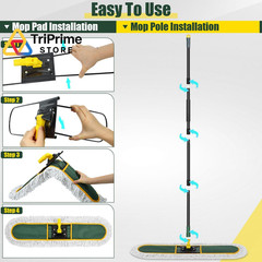 24″ Commercial Dust Mop for Floor Cleaning, Heavy Duty Large mop, Green
