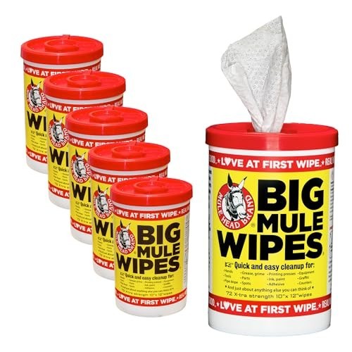 Mule Head Brand XL Heavy-Duty Cleaning Wipes – 6 Pack (10″ x 12″) – All-Purpose