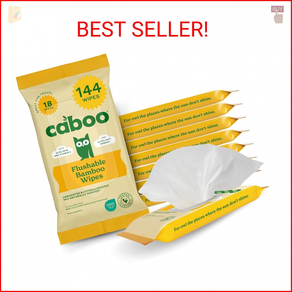 Caboo Tree Free Flushable Wipes, Travel Wipe, Certified Flushable, Septic Safe,