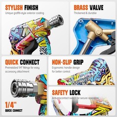 Short Pressure Washer Gun, High Gun 4000 PSI Graffiti