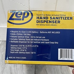 Zep Hand Dispenser Touch-Free Motion w/ Stand 84.54 Oz TFHSU-1- 2500PL NEW
