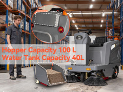 Ride-on Floor Sweeper Machine 50.4″ 26.5 Gallon Dustbin 92600 Sqft/h Efficiency