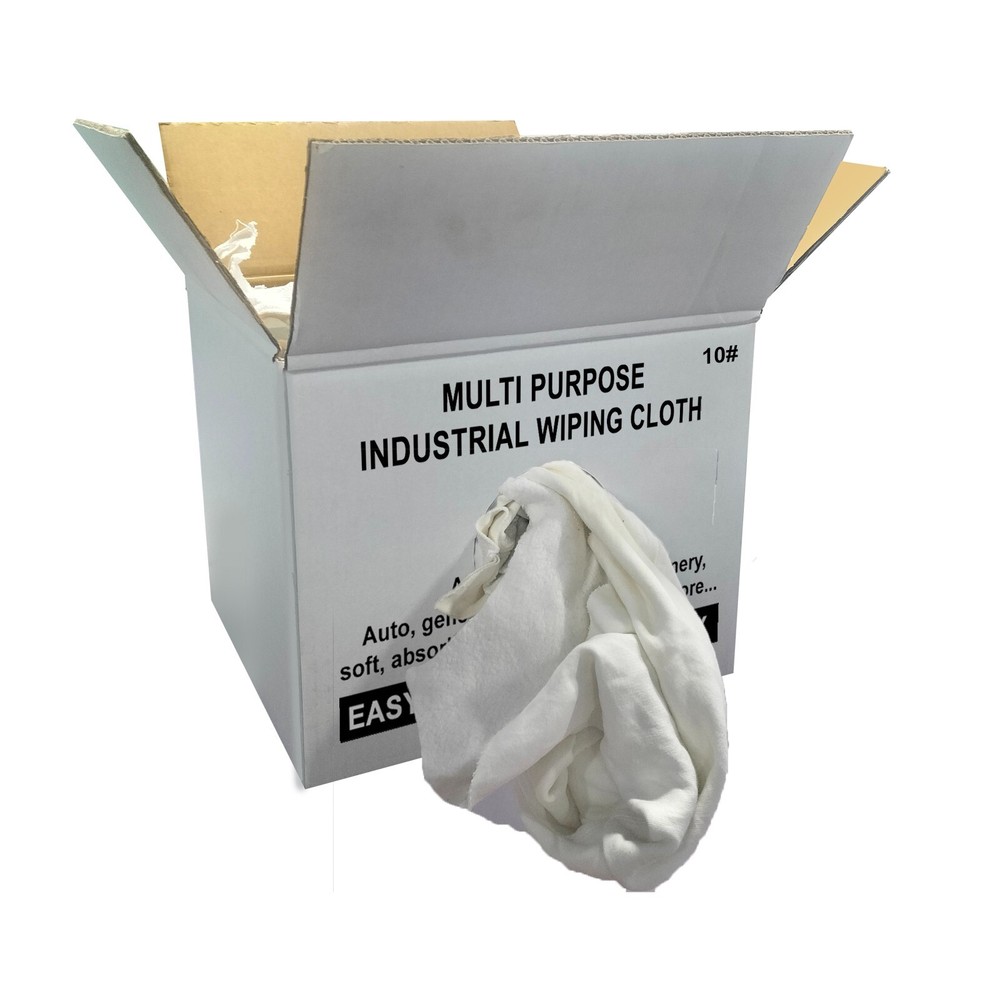 White Fleece 100% Cotton Cleaning Rags – 10 lbs. box – Multipurpose Cleaning