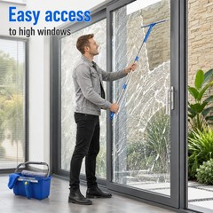 Window Cleaning Kit with Extension Pole,Professional Washing 79″, Blue
