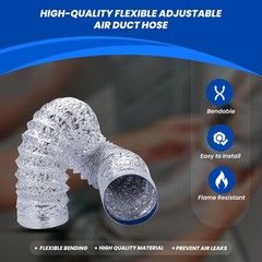 4 Inch x 3 Ft Dryer Vent Hose Flexible Silver Aluminum Duct