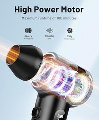 Compressed Air Duster-310,000RPM Cordless Air Blower with LED Light, 4 Gear A…