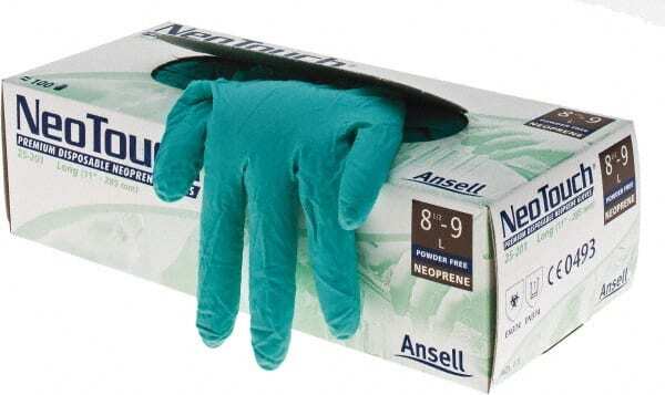 100 Pack Ansell 25-201L Disposable Gloves, Neoprene