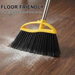 Gloffer Soft Bristles Broom for Indoor Sweeping, Household Cleaning Yellow