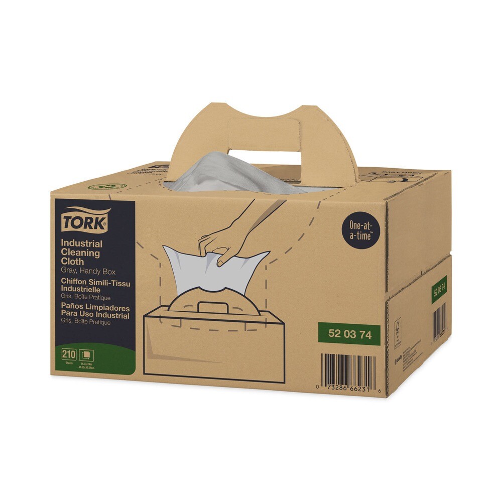 Tork 520374 16.34 x 14 1-Ply Industrial Cleaning Cloths – Gray (210/Carton) New