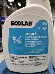 Ecolab 6111490 Lemon Lift Heavy Duty Kitchen & Bathroom Cleaner 20 Fl Oz- 2 Pack