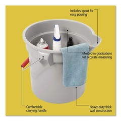 Rubbermaid Commercial 261400GY 14 qt. 12 in. Round Utility Bucket – Gray New