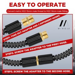 M MINGLE Metric M22 15mm Male Thread to 14mm Male, Brass – colored