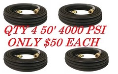 4-Pressure Washer Hose 50′ w/ Couplers – 4000 PSI BLACK Wire Braid FREE SHIPPING