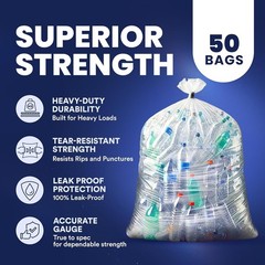 Plasticplace – W55Ldc2 55-60 Gallon Trash Bags 2 Mil Clear Heavy Duty Garbage